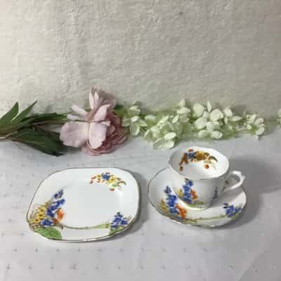 Vintage Royal Albert Crown China Floral Pattern Cup Saucer & Plate