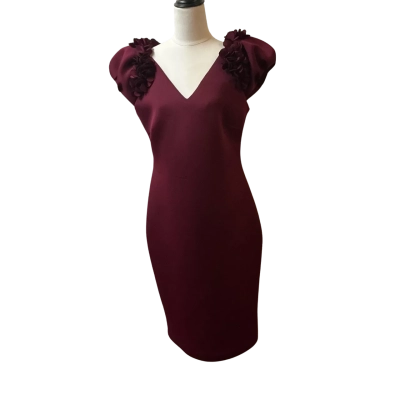 Anthea Crawford Womens  Size 12 Cocktail Petal Dress Burgundy 