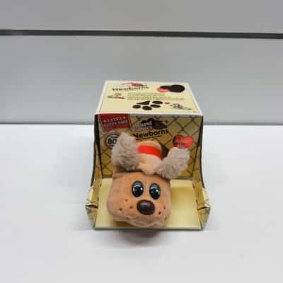 Classic 80s Collection Pound Puppies Newborns Tan Plush Dog in Box (Extra Fuzzy Ears)