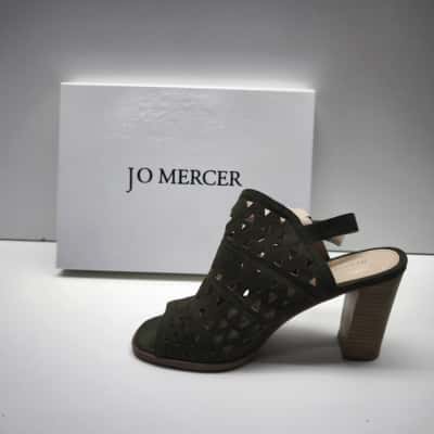 Jo Mercer Aries Olive Green Suede Geometric Cutout Block Heel Sandals Size 40  