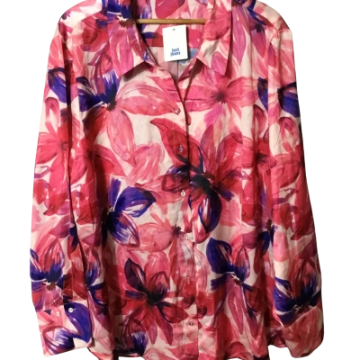 NWT Just Jeans Womens  Size 24 Long Sleeve Shirt Blue / Pink  / White 