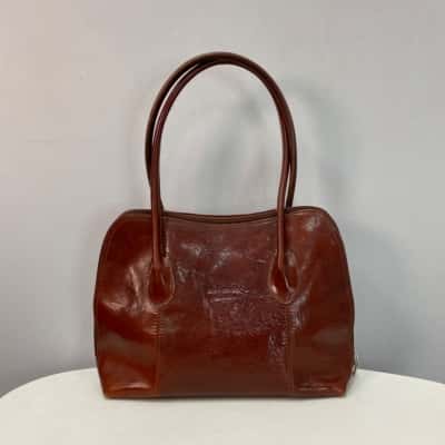 Vera Pelle Womens Medium Handbag Brown Leather