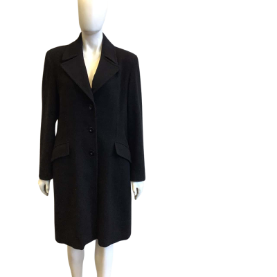 Rockmans Women's Size 16 Wool Blend Trench Coat Black  
