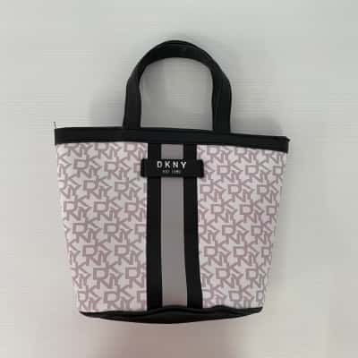 DKNY Signature Stripe Mini Tote bag,Womens  Black  / Pink  