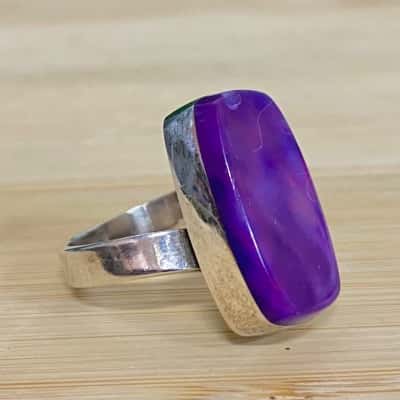 Sterling Silver Purple Stone Ring (Stamped 925)