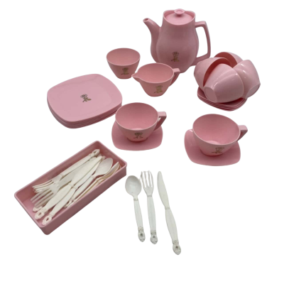 Vintage Retro Pink Plastic Children’s Tra Set