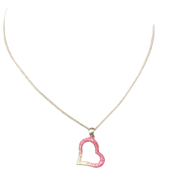  Womens 22cm Stirling silver Necklace with 2x3cm crystal heart pendant 