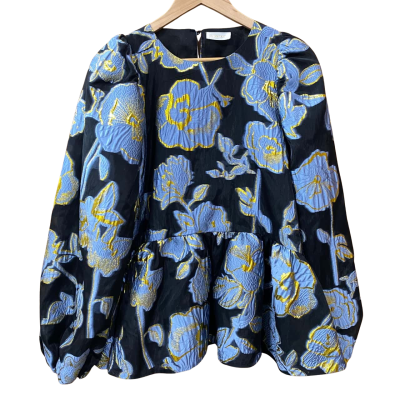 Stine Goya Blue/Gold Floral Top Size Approx. M/L