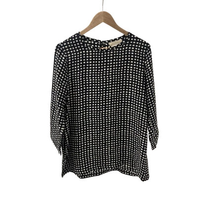 'S Max Mara Women black and white silk geometric grid blouse 