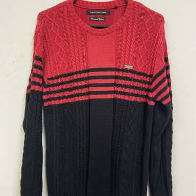 Calvin Klein Jeans Mens Jumper Size L Black  / Burnt Orange 