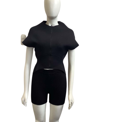 Scanlan Theodore Womens  Size S Front Zip Textured Top Black 