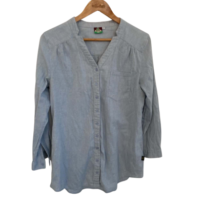 Hemp Braintree  Womens  Size 12 Button Up Top / Long Sleeve Shirt Blue 