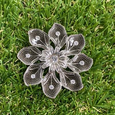  Womens Silver Tone Flower Brooch