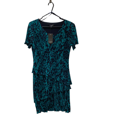 Liz Jordan Womens  Size M Scilla Dress  Printed Crinkle Navy 