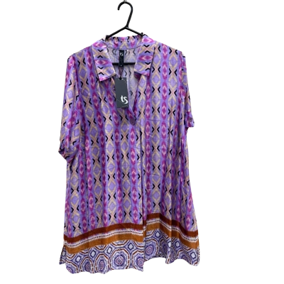 Taking Shape Patterned Short Sleeve Satin Shirt Size 16 *New*