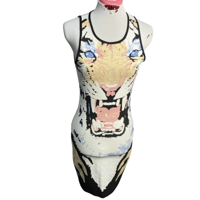 Minkpink Womens  Size M Bodycon Dress Animal print / Pattern / White 