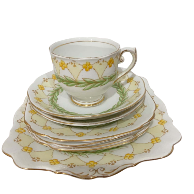 Roslyn Laurel tea cup, Saucer and Side Plate Set