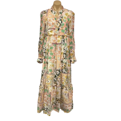 Ava. Womens Size 8 Multicoloured Floral Pattern Long Sleeve Maxi Dress 