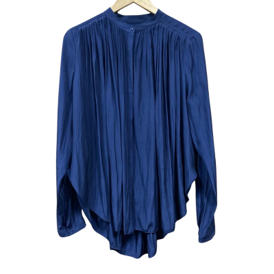 Country Road Navy Blue Pleated Long Sleeve Top Size L