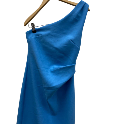 White Closet Womens  Size 8 Midi / Off The Shoulder Dress Blue 