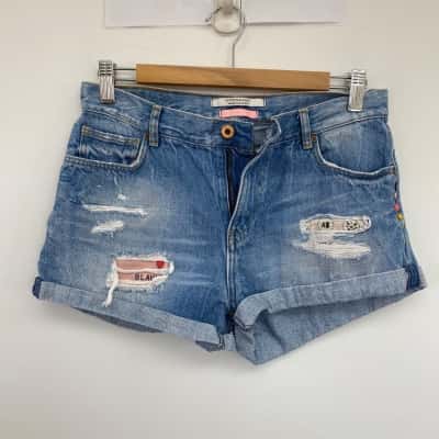 Scotch & Soda Blue Alpine Clash Denim Shorts  Size 26 
