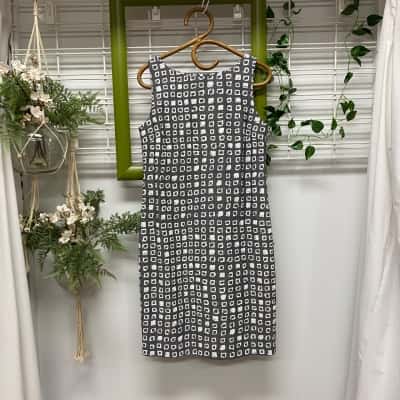 Jane Daniels Linen and Cotton Womens  Size 10 Shift Dress Grey / White 