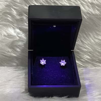  Womens Solitaire Earrings in Rose Gold Tone 