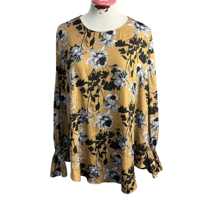 Witchery Womens  Size 16 Long Sleeve Top Brown / Floral 