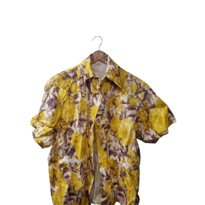 Zimmermann Women's Size 8 Short Sleeve Oversized Shirt Floral / Purple / Yellow 