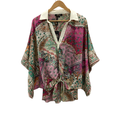 Briefly Womens  Size 2 Party Top Floral Made in France 