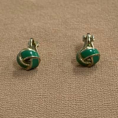  Womens Vintage Green Celtic Knot Style Clip On Earrings