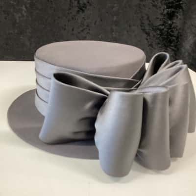  Womens Dark Grey Flat Top Formal Hat