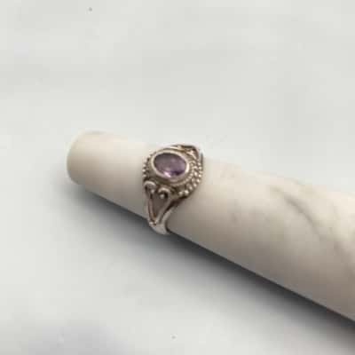 Sterling Silver Ladies Dress Ring With Light Purple Gemstone 