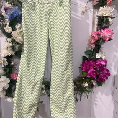 Ragged Jeans (Ragged Priest) Size W34  green wavy print 