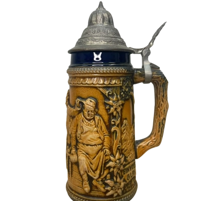 Vintage Ceramic Lidded German Beer Stein