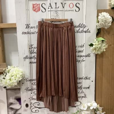 Seed Heritage Brand! NWOT ELASTICATED WAISTBAND PLEATED A-LINE MIDI SKIRT! EARTHY BROWN TONE/COLOUR! Womens  Size 8 A-Line Skirt / Midi Skirt / Pleated Skirt Brown 