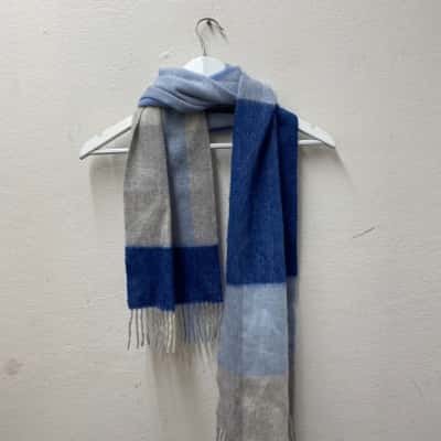  Women's Cashmere Scarf Blue / White 