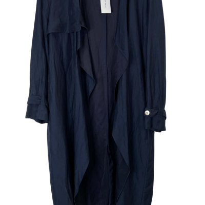 Veronika Maine Womens Size 14 Long Sleeve Open Longline Shirt Navy Blue BNWT RRP $199