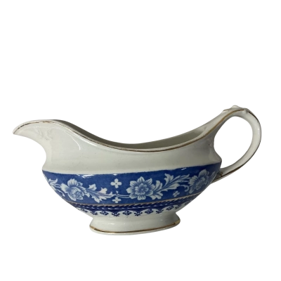 Vintage John Maddock & Sons "Delni" White / Blue Floral Royal Vitreous Gravy Boat