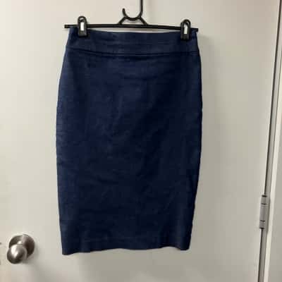 Jacqui-E Womens  Size 8 Midi Skirt Navy Blue 
