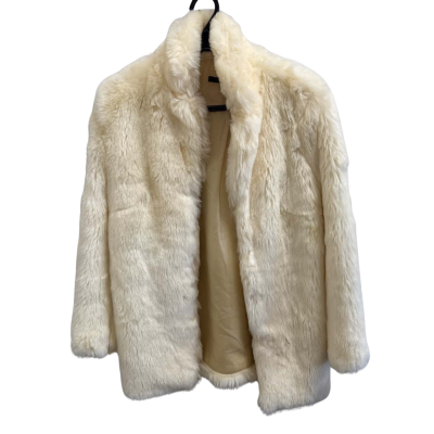 Ava & Ever Womens  Size 14 Fur Coat / Winter Jacket Cream / Off White 