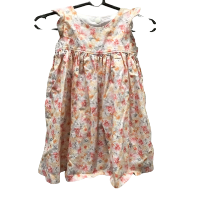 La Bree Orange Floral Cotton  Dress Size 9-12 Months 