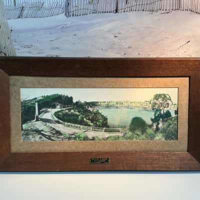 Antique Painted Photograph of Blue Lake Mount Gambier