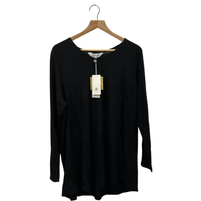 Virtuelle Womens  Size M (18) Long Sleeve Top / V-Neck Top Black  