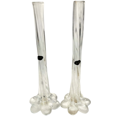 2x Vintage twisted elephant foot vase 