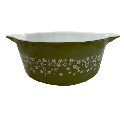 Pyrex by Corning Olive Daisy 2.5 Litre Casserole Dish, Missing Lid