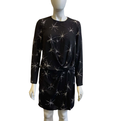 BNWT Reiss Women's Size 10 Gabby Star-Embellished Midi Dress Black 