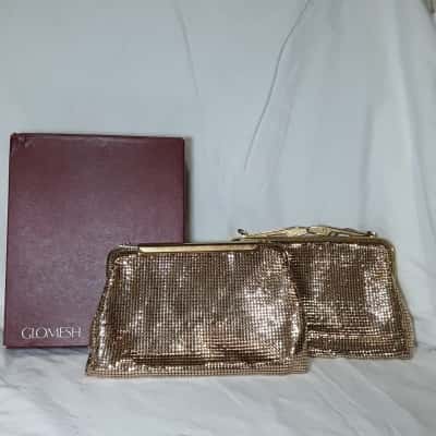 VINTAGE GLOMESH Clutch Bags Gold x2