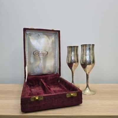 The Russel Collection Silver Plated Bride & Groom Champagne Flutes