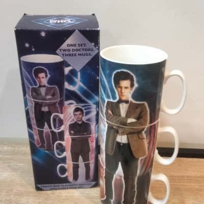 BBC Doctor Who One Set Two Doctores Three Mugs